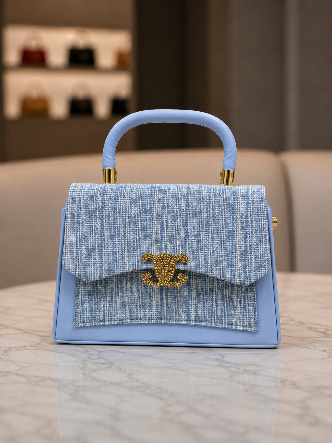 Celeste Tweed Top Handle Bag