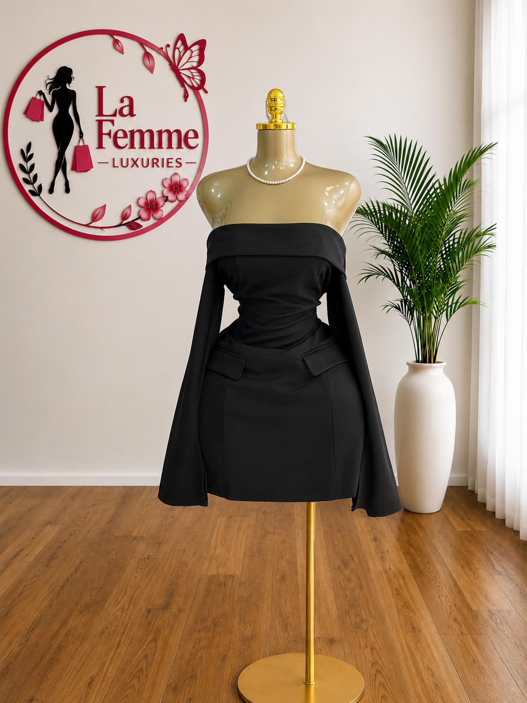 Midnight Muse Off-Shoulder Mini Dress