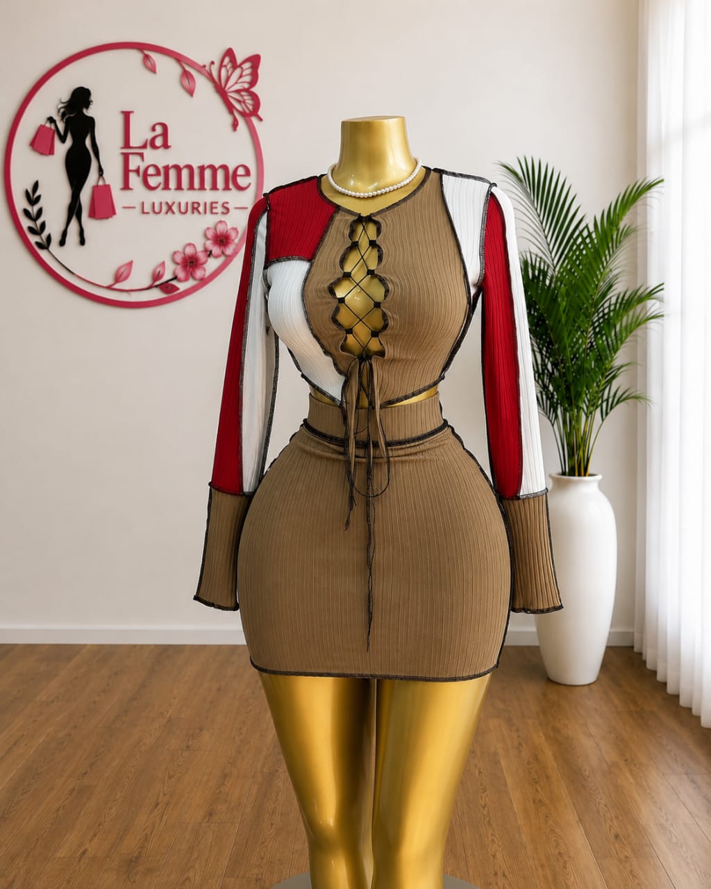 Luna Lace-Up Bodycon Mini Dress