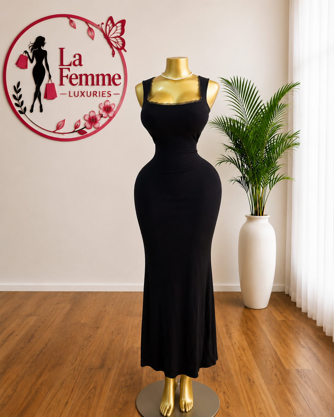 Midnight Elegance Bodycon Maxi Dress
