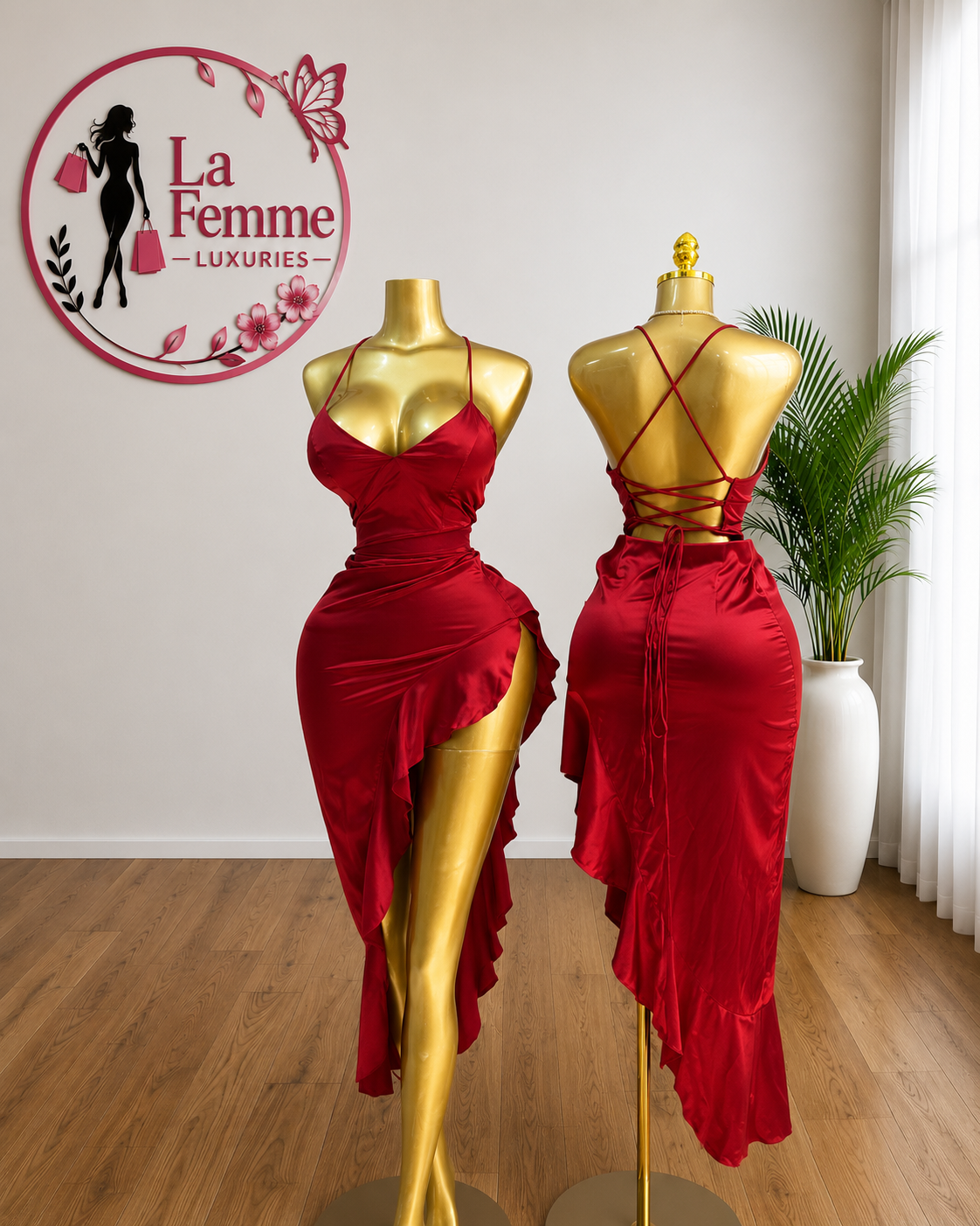 Ruby Romance Satin Maxi Dress